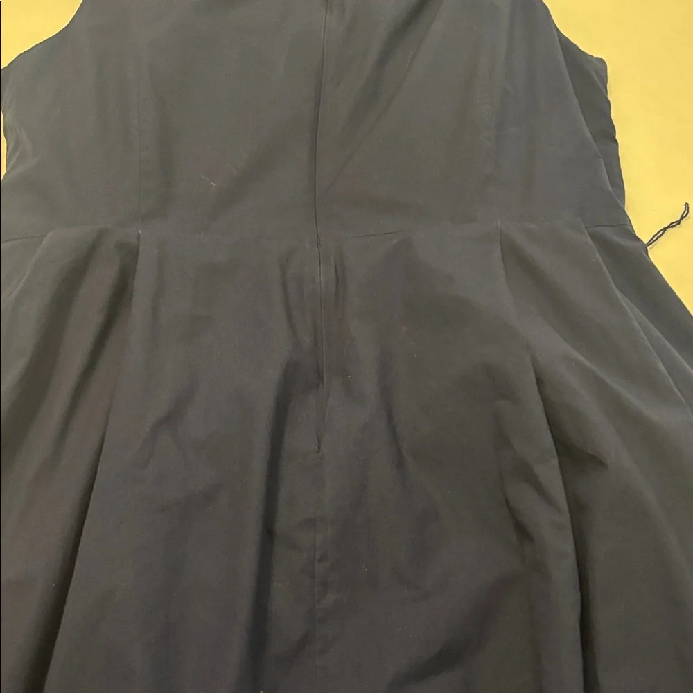 LL Bean Signature Navy Poplin Dress SZ 16 100% Cotton fit & flare lined midi - Picture 13 of 14